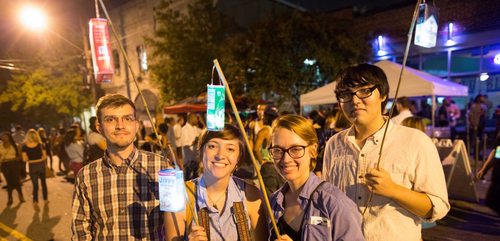 Audience holding lanterns from "Late Night Convenience" at FLUX NIGHT 2013